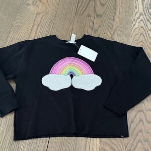 Rock Candy Black Sweatshirt with Crystal Rainbow and Clouds